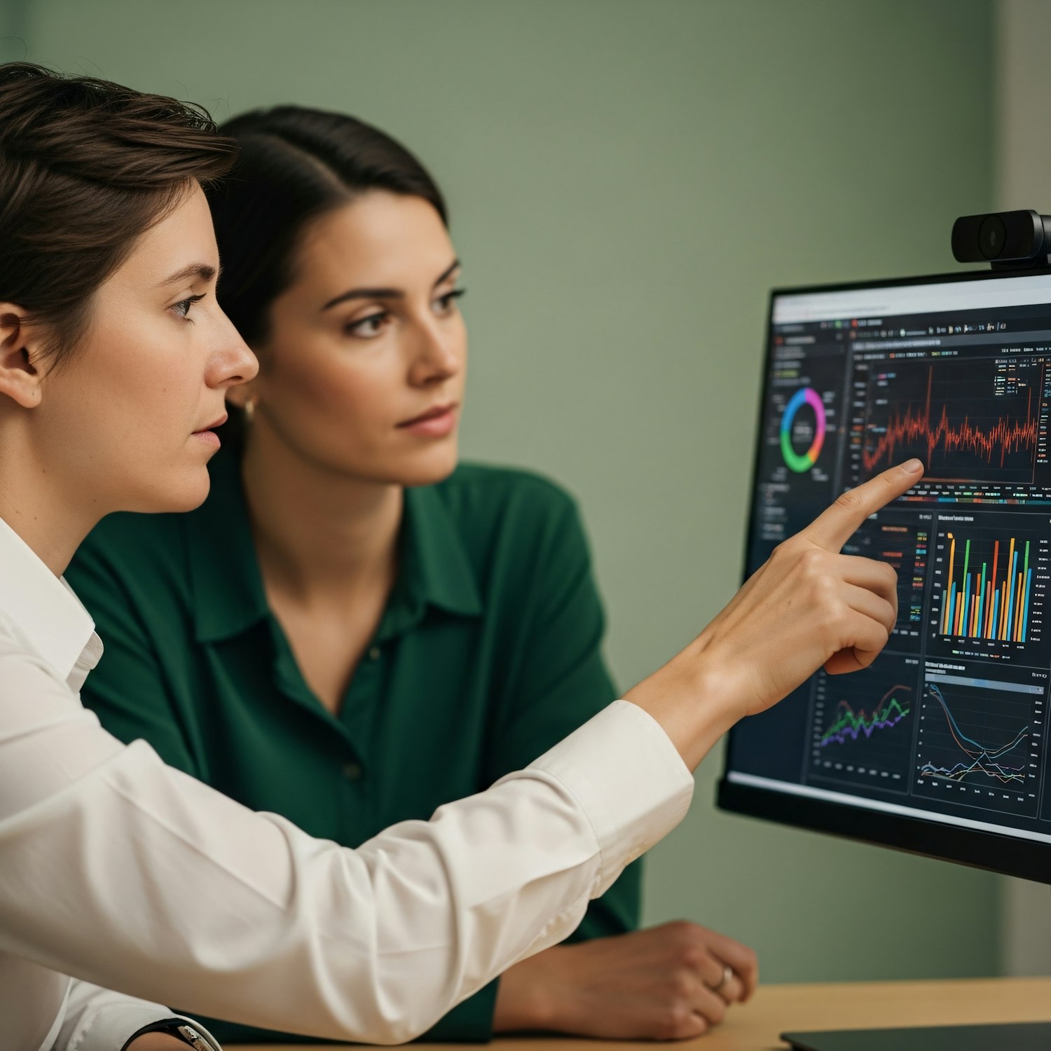 Osoba analizująca na komputerze heatmapę przedstawiającą gęstość zamówień lub klientów, identyfikując gorące punkty sprzedaży.